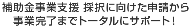 補助金事業支援 採択に向けた申請準備段階から事業完了時までトータルにサポート!